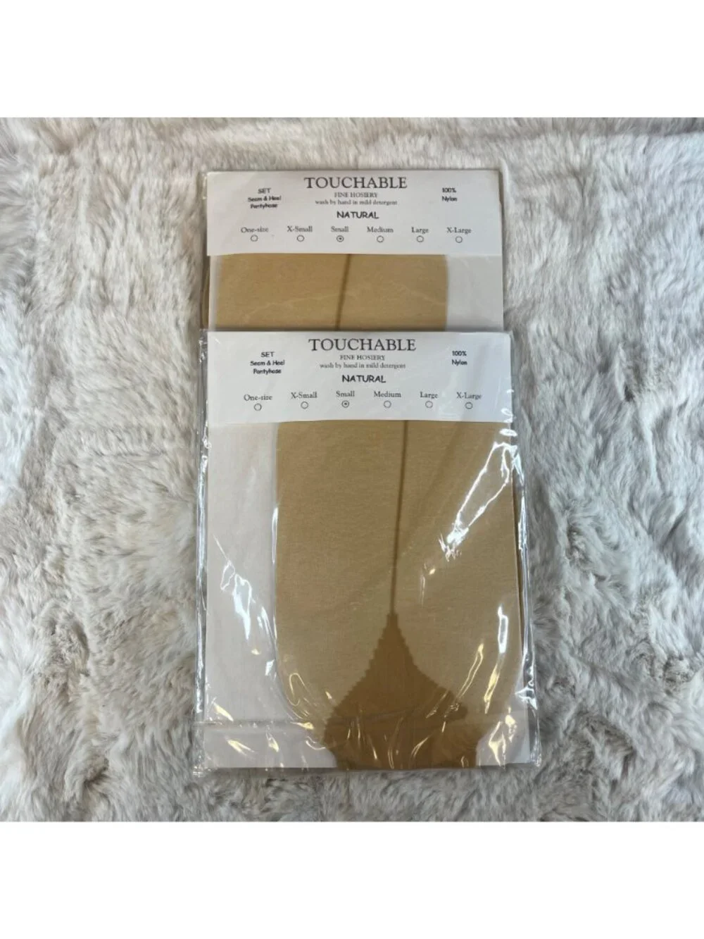 Vtg 2 Pairs Touchable Fine Hosiery Stockings-Ups For Women In Natural Sz Small
